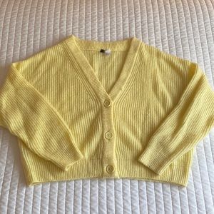 H&M yellow cropped cardigan, L